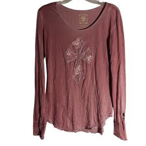 Velvet Stone top Rose color size Large Embroidered Applique